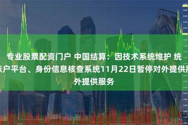 专业股票配资门户 中国结算：因技术系统维护 统一账户平台、身份信息核查系统11月22日暂停对外提供服务